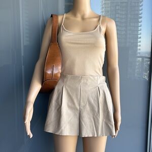 Faux Leather Cream Shorts